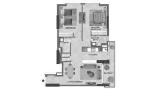 Apartment floor plan, 2 bedrooms in Urban Park Residences No. 11010